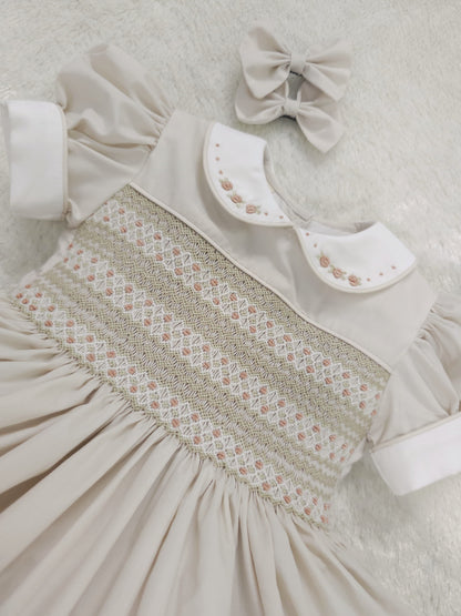 Champagne smocked dress