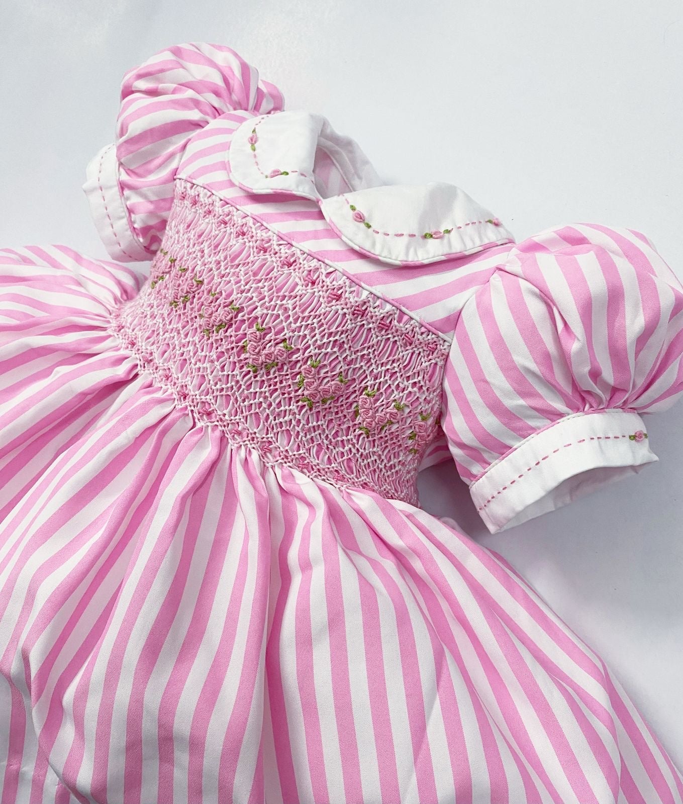 Pink luxe stripe smocked dress ( matching romper available )