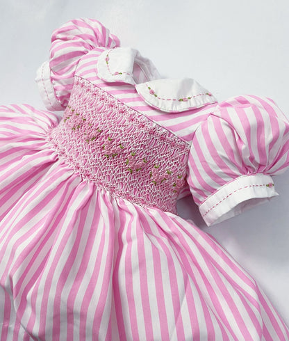 Pink luxe stripe smocked dress ( matching romper available )