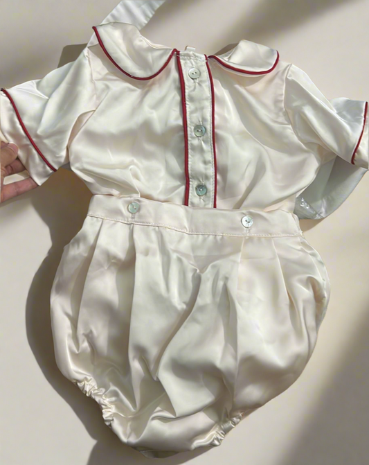 Boys satin cream suit