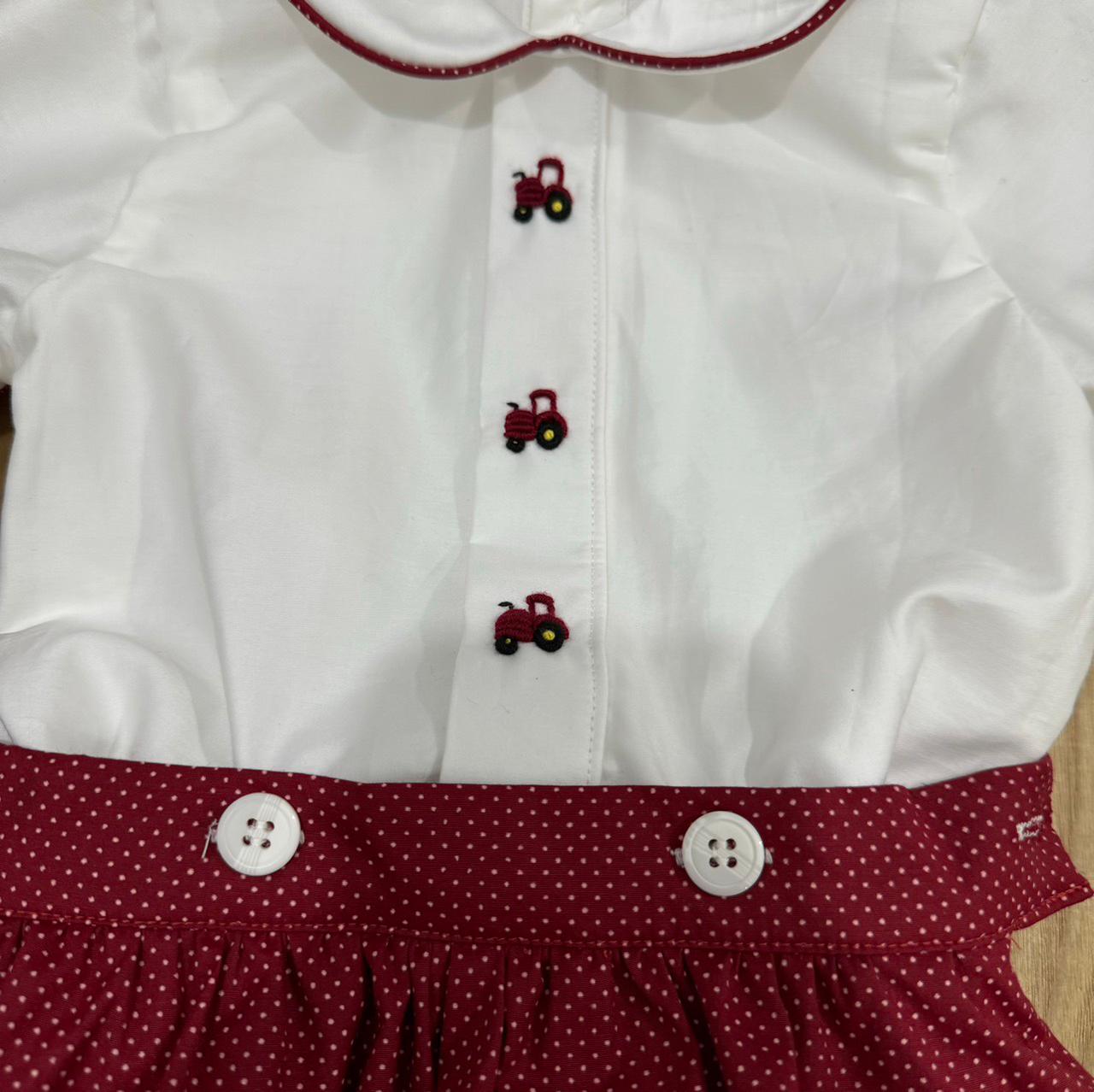 Burgunderroter Polka Dot &amp; passender Jungenanzug