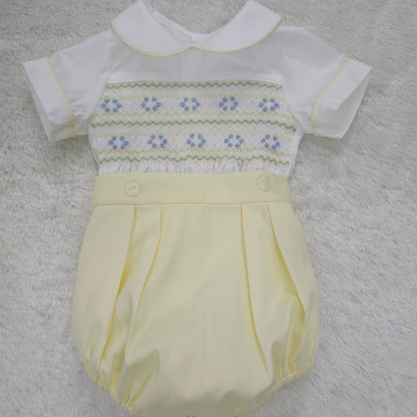 Lemon smocked boys suit ( got matching dress or girls romper available )