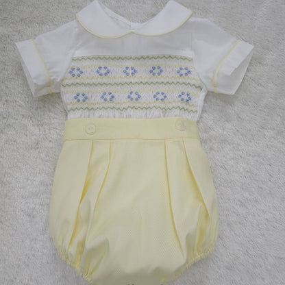 Lemon smocked boys suit ( got matching dress or girls romper available )