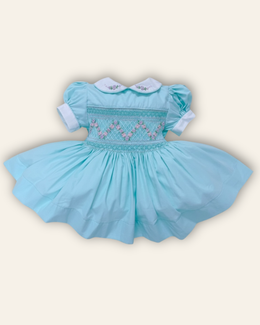 Mint Smocked Dress with Fitted Petticoat