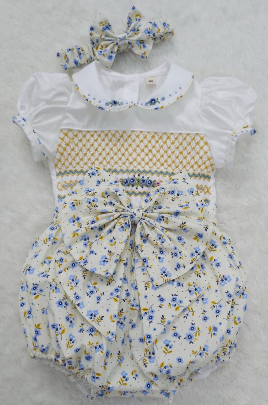 Summer floral smocked romper