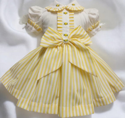 Yellow striped classic dress