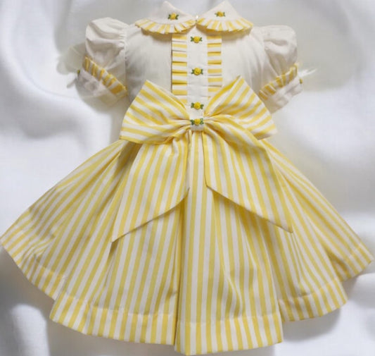 Yellow striped classic dress
