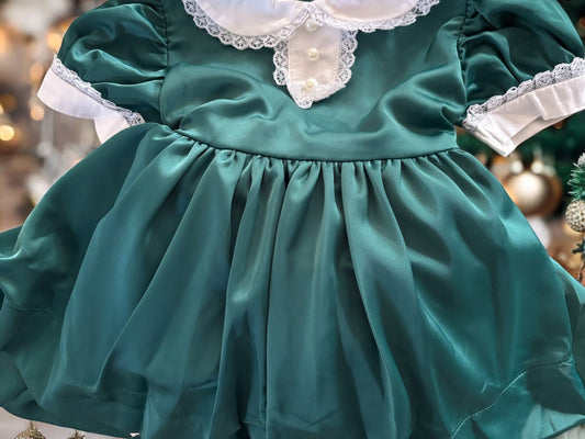 Emerald green satin classic dress