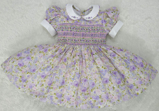 Floral lilac & pink smocked back and front ( got matching romper available )