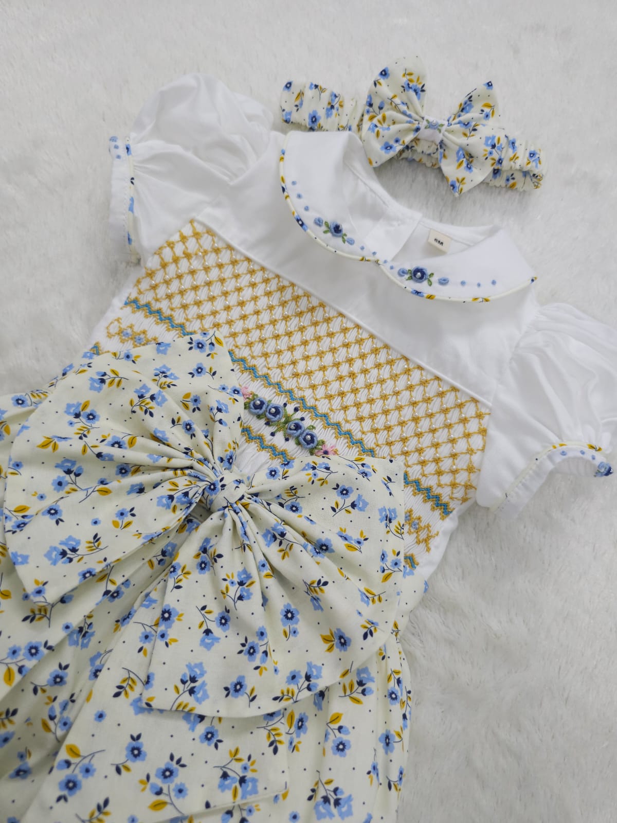 Summer floral smocked romper