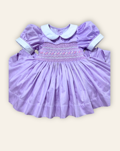 Lilac with pink smocked back and front