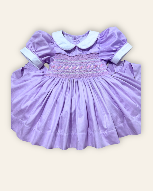 Lilac with pink smocked back and front