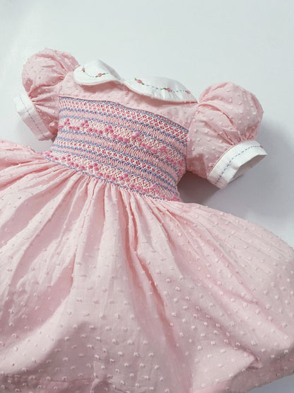 Pink Luxe Swiss dot smocked dress ( matching romper available)