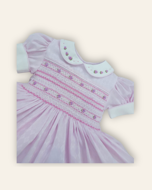 Soft Pink Hand-Smocked Dress