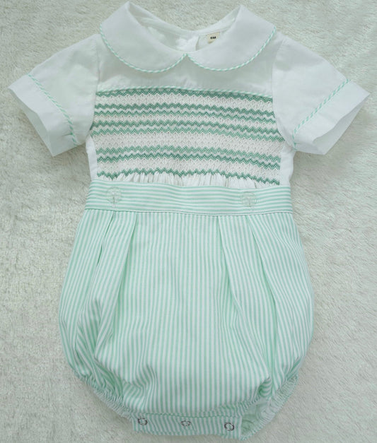 Mint green stripe smocked boys suit ( got matching dress available )