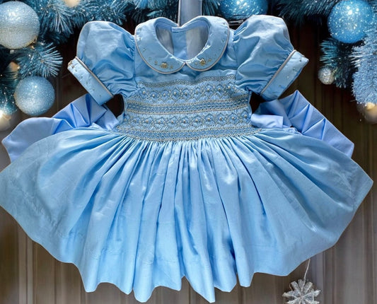 Blue & Silver smocked dress