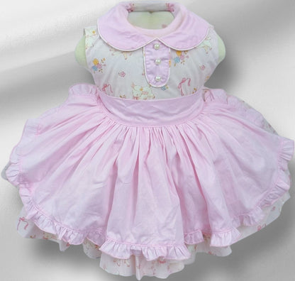 Sleeveless vintage Easter dress with detachable pinny