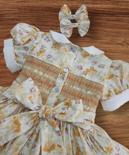 Autumn floral smocked back and front