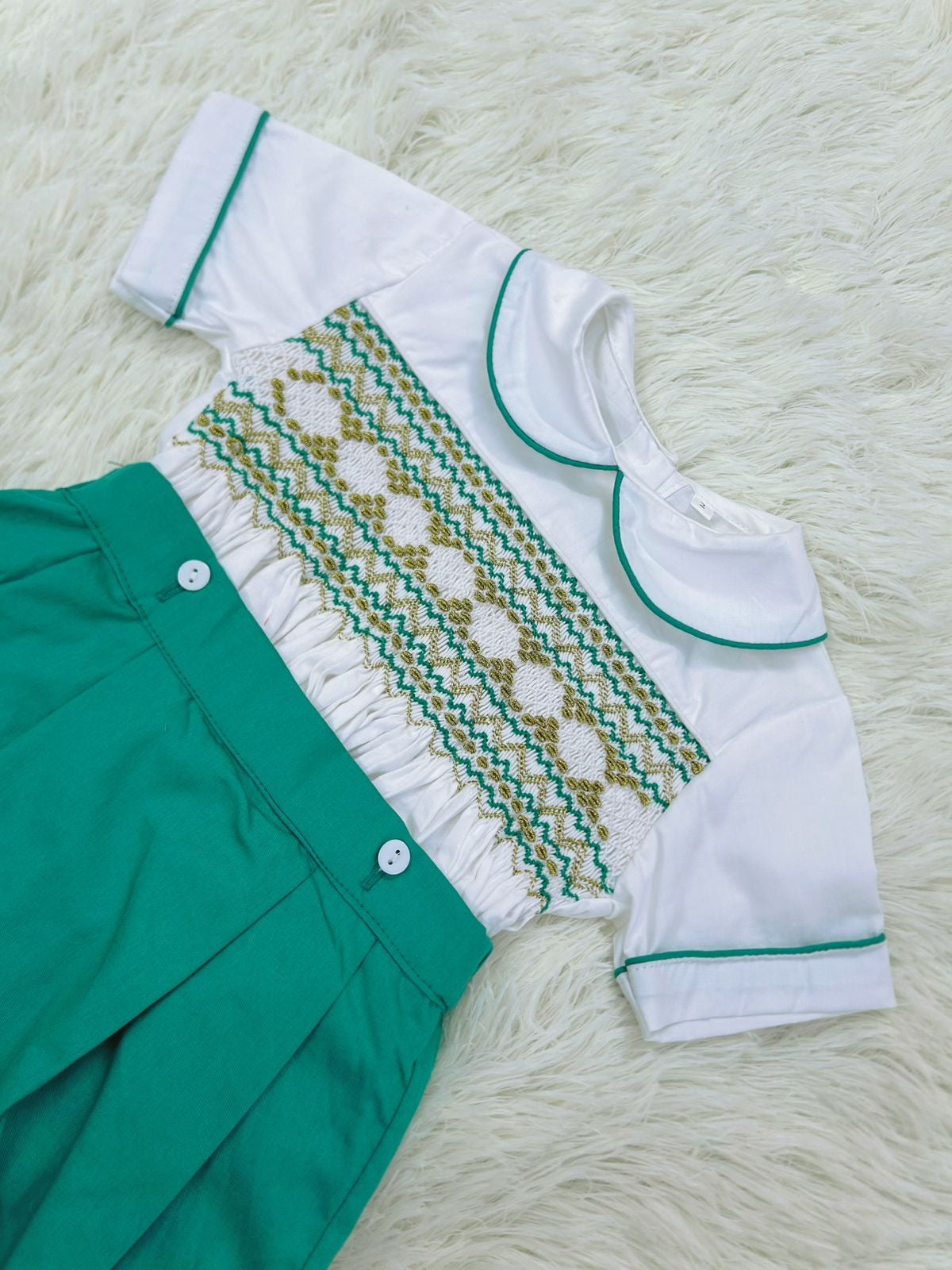 Boys green and gold suit ( for matching dress available ) PRE ORDER HERE IN 2 WEEKS