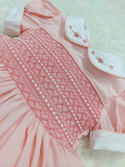 Smocked dress with beads