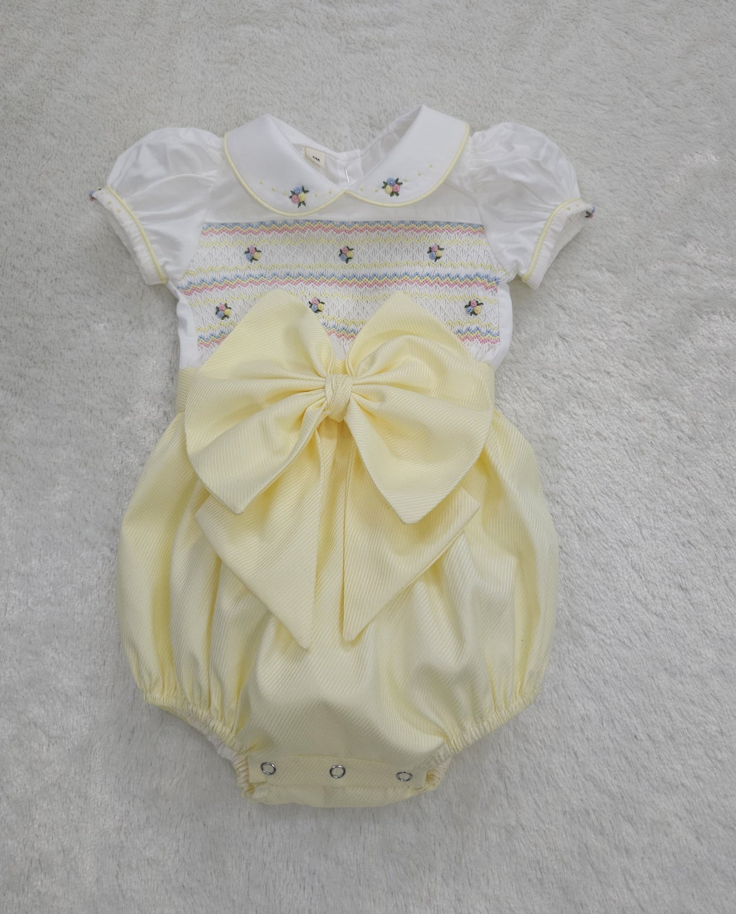 Lemon smocked girls romper ( got matching dress and boys romper available )