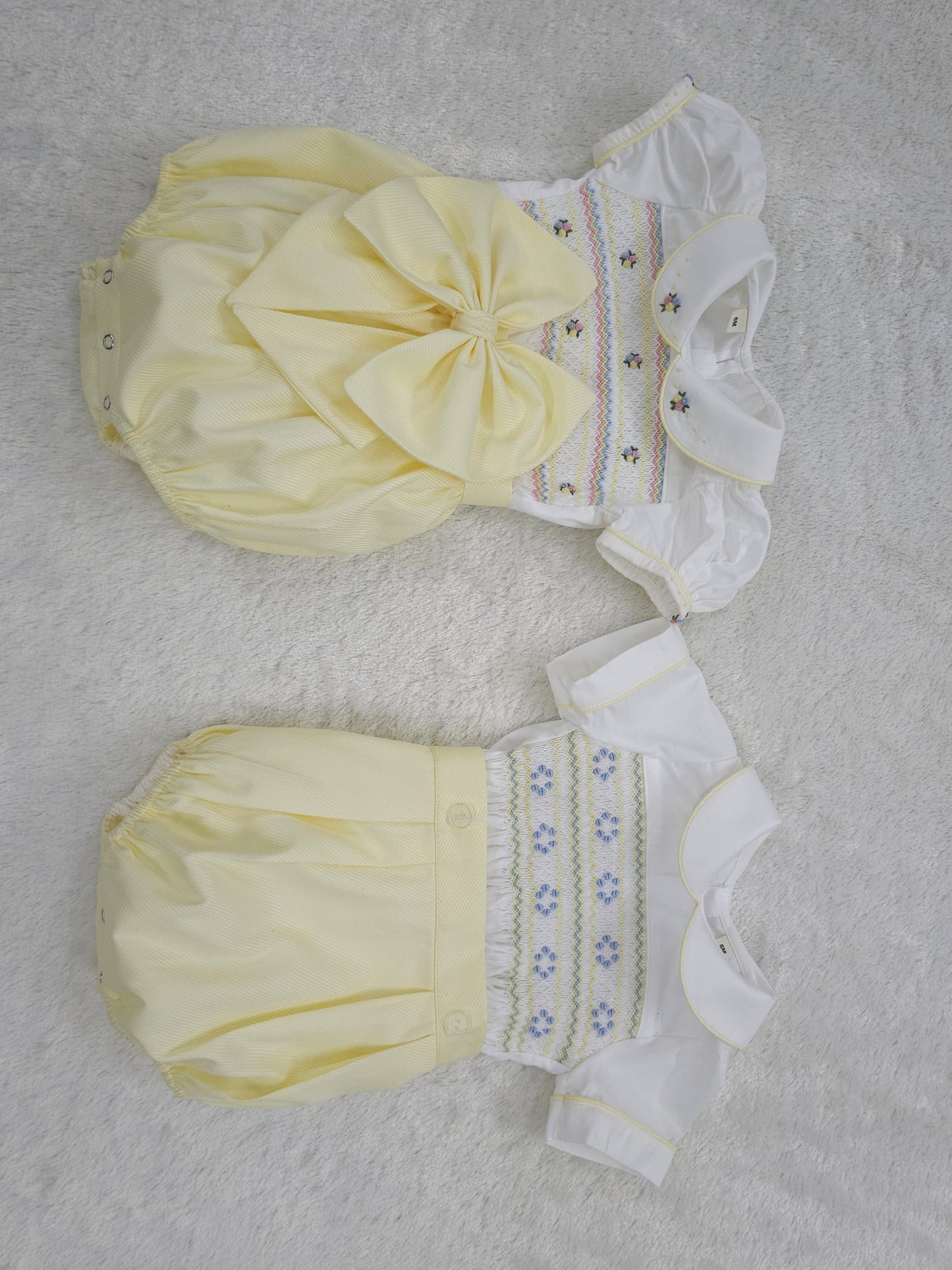 Lemon smocked boys suit ( got matching dress or girls romper available )