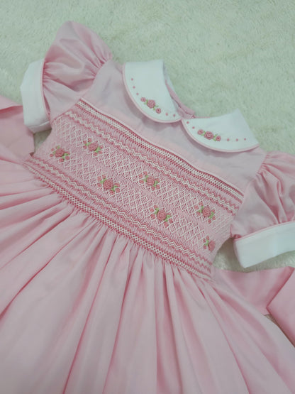 Pink smocked back and front