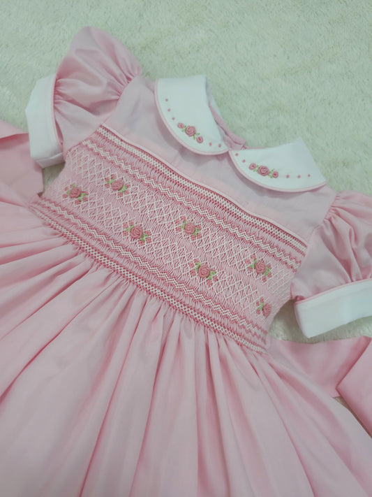 Pink smocked back and front