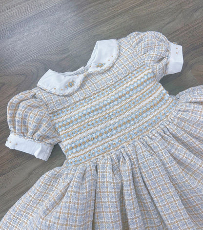 Tweed smocked dress ( matching boys suit available )