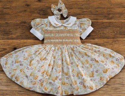 Autumn floral smocked back and front