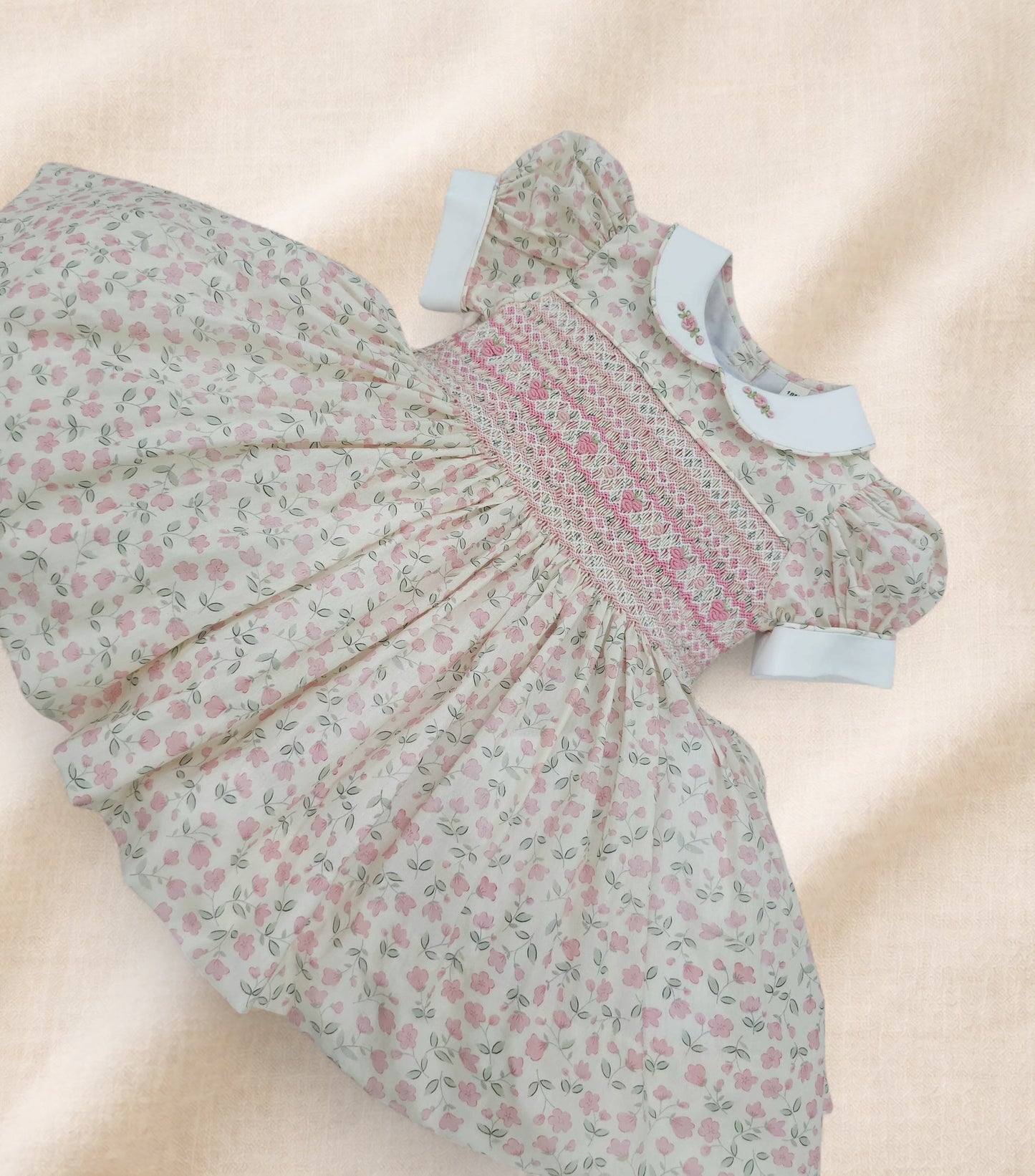 Soft Pink Vintage Style Hand-Smocked Back & Front Dress (Pre Order)