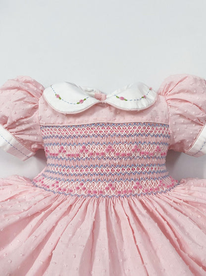 Pink Luxe Swiss dot smocked dress ( matching romper available)