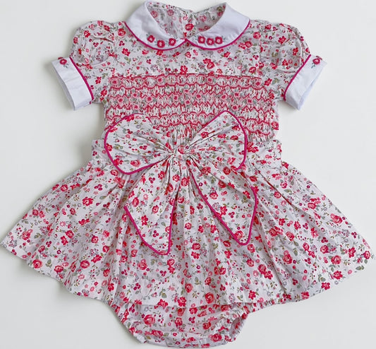 Floral Rose smocked skirt romper