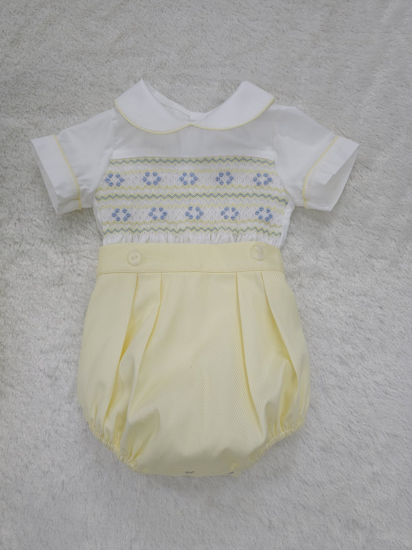 Lemon smocked boys suit ( got matching dress or girls romper available )