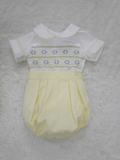 Lemon smocked boys suit ( got matching dress or girls romper available )