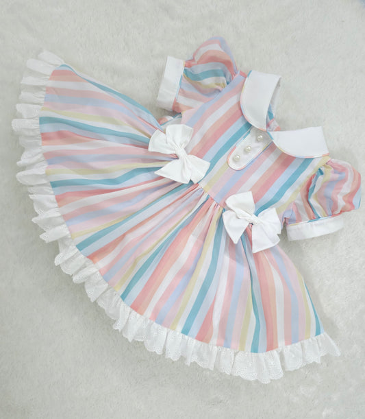 Pastel Stripe Bow Dress