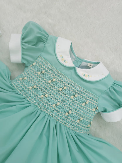 Duck Egg Aqua hand smocked dress ( got matching boys suit available )
