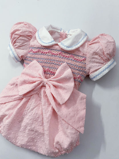 Pink Luxe Swiss dot smocked dress ( matching romper available)