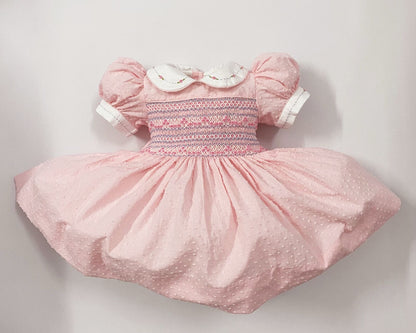 Pink Luxe Swiss dot smocked dress ( matching romper available)
