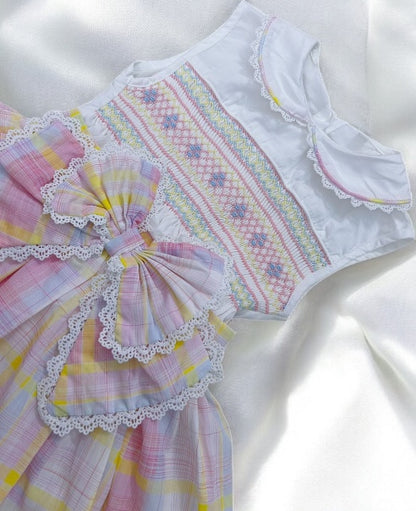 Pastel smocked romper skirt