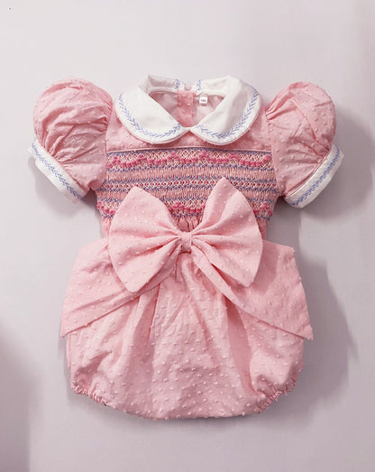 Pink Luxe Swiss dot smocked dress ( matching romper available)