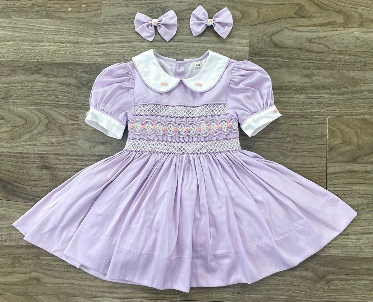 💜🩷💜 Fliederfarbenes gesmoktes Kleid 💜🩷💜
