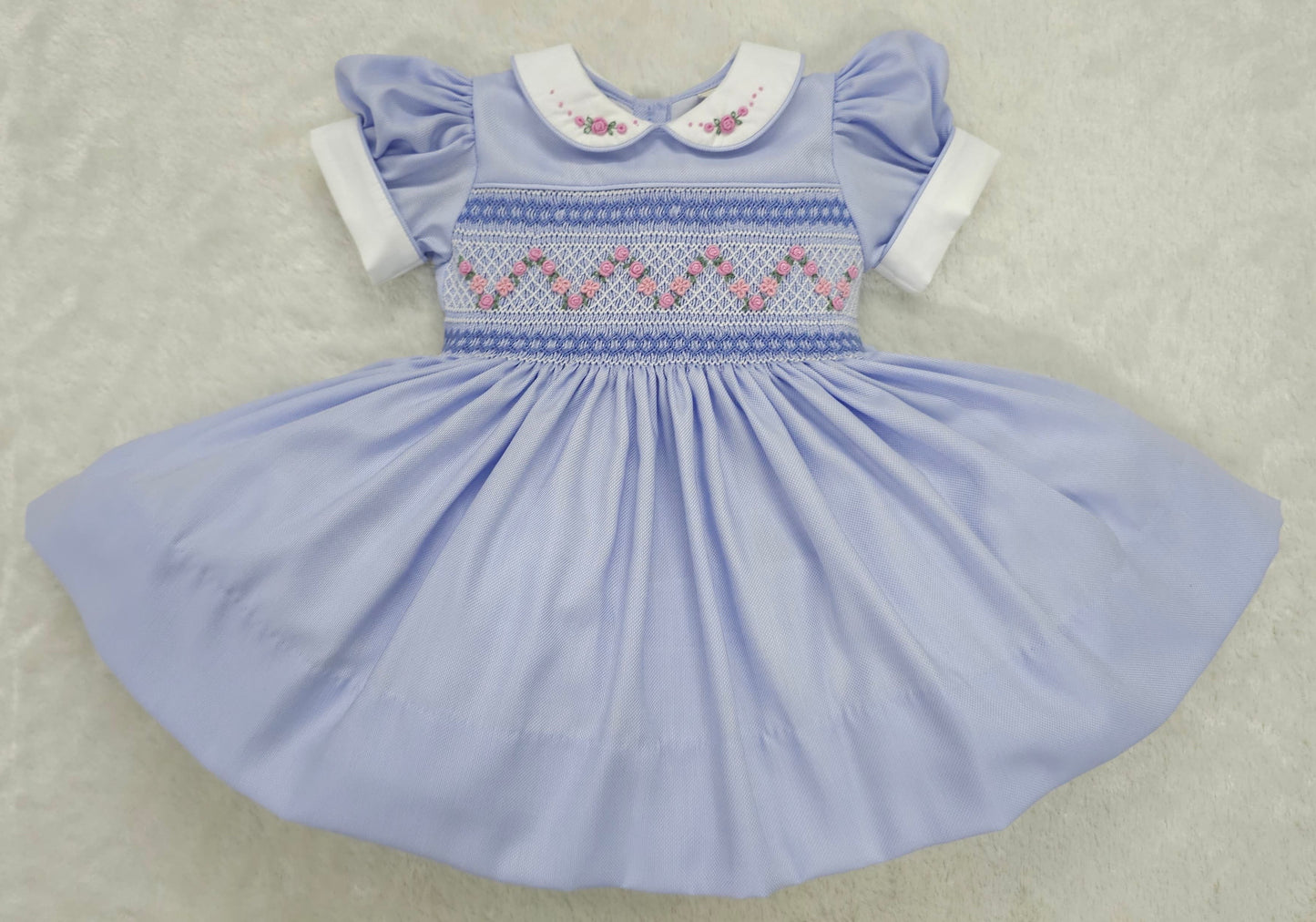Baby Blue pique smocked dress