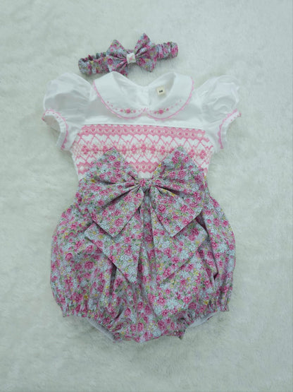 Floral smocked romper