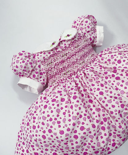 Luxe apple print smocked dress