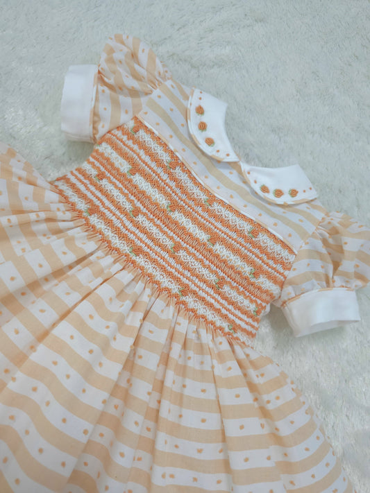 Orange stripe Swiss dot