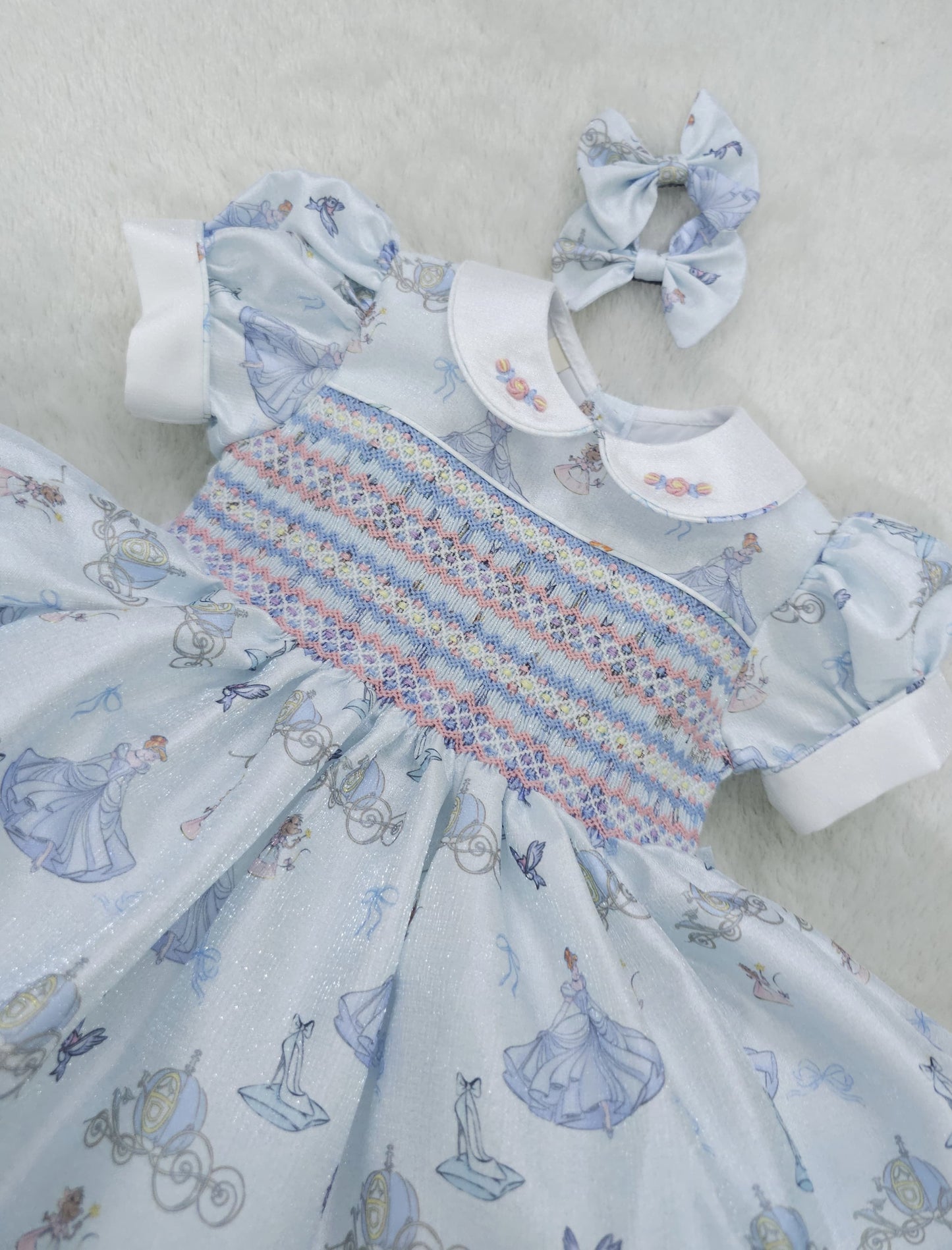 Cinderella shimmer hand smocked dress