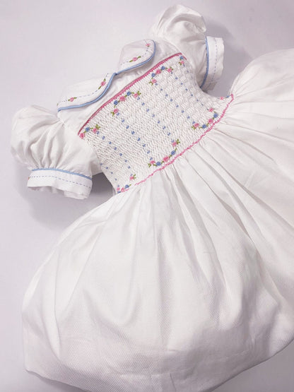 Luxe White smocked back and front