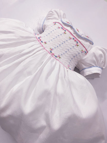 Luxe White smocked back and front