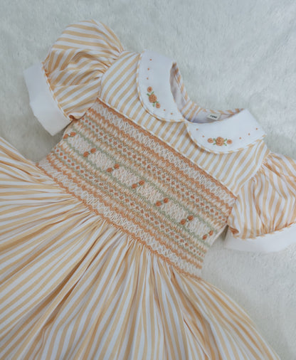 Orange/peach stripe smocked dress ( got matching boys suit available ) HERE IN 10 DAYS